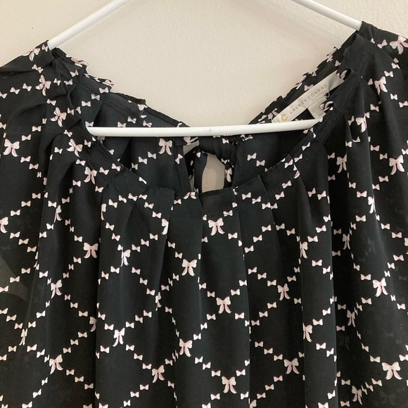 LC Lauren Conrad Black & White Bow Print Sleeveless Top Size S Tie Back - Picture 3 of 7